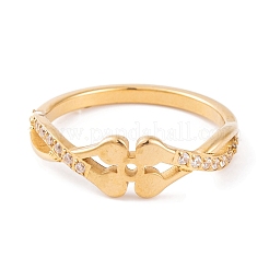 PVD Vacuum Plating 304 Stainless Steel Flower Finger Ring&nbsp;RJEW-C086-03-G