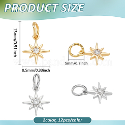 24Pcs 2 Colors Brass Cubic Zirconia Pendants&nbsp;PALLOY-BC00005
