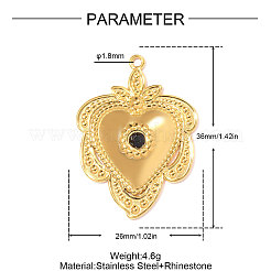 304 Stainless Steel Rhinestone Pendants&nbsp;STAS-OY011-77G