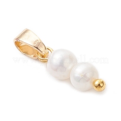 Natural Cultured Freshwater Pearl Round Beaded Charms&nbsp;PALLOY-JF04309