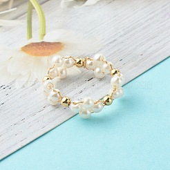 Glass Pearl Beads Finger Rings&nbsp;RJEW-TA00005