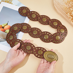 PU Leather Oval Disc Waist Chain Belts with Embossed Knot Pattern and Metal Buckles&nbsp;AJEW-WH0007-57