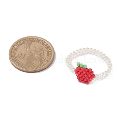 4Pcs Christmas Glass Seed Beads Finger Rings for Women&nbsp;RJEW-MZ00029