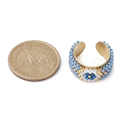 Glass Seed Beads Cuff Rings&nbsp;RJEW-MZ00016-03