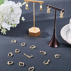 16Pcs 2 Styles Brass Huggie Hoop Earring Findings&nbsp;KK-BBC0008-52