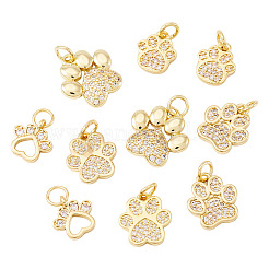 10Pcs 5 Styles Rack Plating Brass Micro Pave Cubic Zirconia Charms&nbsp;KK-TA0002-39