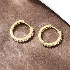 Brass Cubic Zirconia Hoop Earrings&nbsp;EJEW-A156-13B-G
