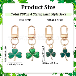 20Pcs 4 Styles Clover Alloy Enamel & Glitter Powder Pendant Decorations&nbsp;HJEW-CP00088