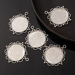 Tibetan Style Alloy Pendant Cabochon Settings&nbsp;TIBEP-N003-55AS