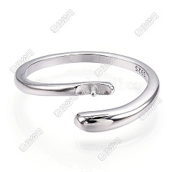 925 Sterling Silver Smooth with Open Cuff Ring Settings&nbsp;STER-T007-09P