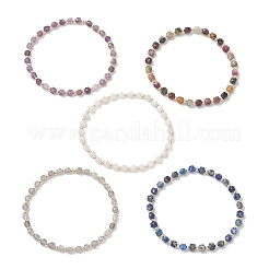 Cube Natural Gemstone & Electroplate Non-magnetic Synthetic Hematite Beaded Stretch Bracelets for Women&nbsp;BJEW-JB13355