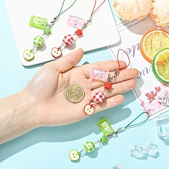2Pcs Acrylic & Wood & Alloy & Resin Mobile Straps&nbsp;HJEW-YW00339-01