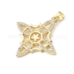 Brass Micro Pave Clear Cubic Zirconia Pendants&nbsp;KK-E799-06E-G