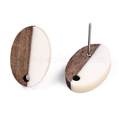 Opaque Resin & Walnut Wood Stud Earring Findings&nbsp;MAK-N032-004A-B03