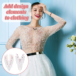2Pcs 2 Styles Flower Pattern Polyester Lace Computerized Embroidery Ornament Accessories&nbsp;DIY-NB0014-56C