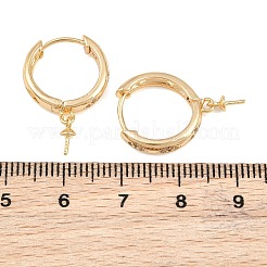 Brass Micro Pave Clear Cubic Zirconia Huggie Hoop Earring Findings&nbsp;KK-CBA2DE6-16G