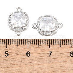 Brass Micro Pave Clear Cubic Zirconia Connector Charms&nbsp;CU-CBA7BFE-01A-P