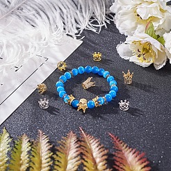 Eco-Friendly Brass Micro Pave Cubic Zirconia Crown Beads&nbsp;ZIRC-NB0001-07-NR