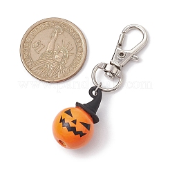 Halloween Theme Wood & Alloy Pumpkin Pendant Decoration&nbsp;HJEW-JM01979