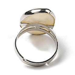 Platinum Plated Brass White Shell Finger Rings&nbsp;RJEW-E023-03