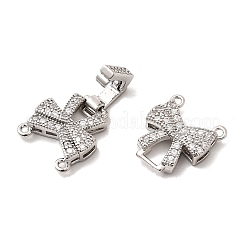 Brass Micro Pave Clear Cubic Zirconia Fold Over Clasps&nbsp;KK-C075-29P