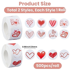 2 Rolls 2 Styles Paper Self-Adhesive Stickers&nbsp;DIY-GF0013-11
