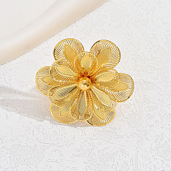 Elegant Hollow Flower Iron Cuff Rings for Bride Lady Daily Vacation Gift&nbsp;KR3281