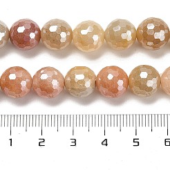 Electroplated Natural Golden Silk Jade Round Beads Strands&nbsp;G-L598-A07-03
