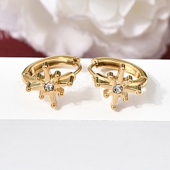 Star 304 Stainless Steel Rhinestone Hoop Earrings&nbsp;EJEW-P344-07G