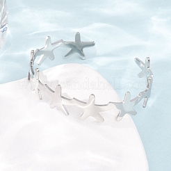 Starfish 304 Stainless Steel Cuff Bangles for Women&nbsp;BJEW-Z176-01P