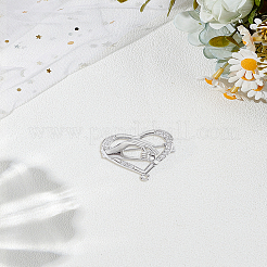 1Pc Cubic Zirconia Heart with Hand Brooch Pin&nbsp;JEWB-LP0005-13P