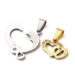 304 Stainless Steel Rhinestone Split Pendants&nbsp;STAS-F368-14GP