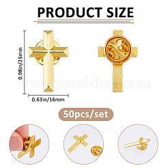 50Pcs Religion Corss Alloy Lapel Pin Backs&nbsp;JEWB-FH0002-50G
