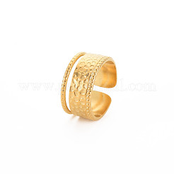Ion Plating(IP) 304 Stainless Steel Hammered Open Cuff Ring for Women&nbsp;RJEW-S405-221G