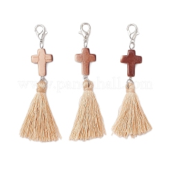 Spray Painted Synthetic Turquoise & Polyester Tassel Pendant Decorations&nbsp;HJEW-JM03933-02