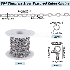 10M 304 Stainless Steel Textured Cable Chains&nbsp;FIND-SC0012-51P