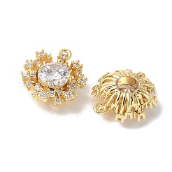 Brass Micro Pave Clear Cubic Zirconia Pendants&nbsp;KK-Q031-10G