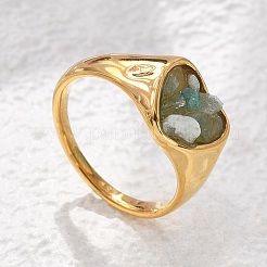 Heart Natural Aquamarine Finger Rings&nbsp;RJEW-D303-01G-02