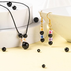 340Pcs 4 Sizes Synthetic Black Stone Beads Strands&nbsp;G-LS0001-10
