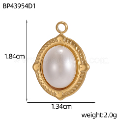 304 Stainless Steel & Shell Pearl Pendants&nbsp;STAS-OY013-49G