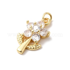 Brass Micro Pave Cubic Zirconia Pendants&nbsp;KK-Z135-01G-01