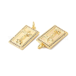 Brass Micro Pave Clear Cubic Zirconia Pendants&nbsp;KK-P234-09G