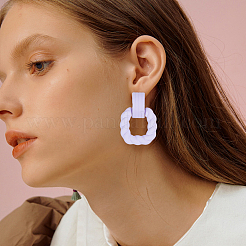 9 Pairs 9 Colors Acrylic Twist Rectangle Dangle Stud Earrings with Sterling Silver Pins for Women&nbsp;EJEW-AN0004-05