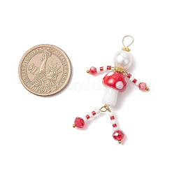 Glass Seed Beaded Mushroom Human Pendants&nbsp;PALLOY-MZ00824