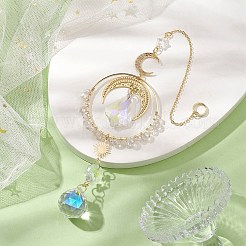 Moon Brass & 304 Stainless Steel Hanging Suncatchers&nbsp;HJEW-TA00154