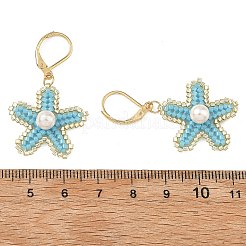 Brass Seed Glass Beads Leverback Earrings&nbsp;EJEW-MZ00759-02