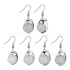 Natural & Synthetic Gemstone Dolphin Dangle Earrings with Crystal Rhinestone&nbsp;EJEW-A092-20P
