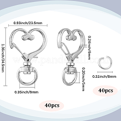 40Pcs Heart Zinc Alloy Swivel Lobster Clasps&nbsp;FIND-SP0001-20G