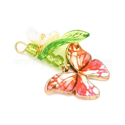 8Pcs 8 Colors Glass Seed Beaded Butterfly & Flower Pendants&nbsp;PALLOY-JF04461