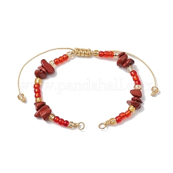 Natural & Synthetic Mixed Stone Chips & Handmade Seed Beads Braided Bracelet Making&nbsp;AJEW-MZ00004